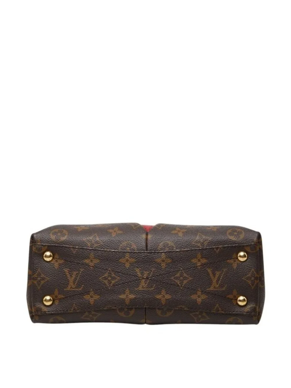 Louis Vuitton Monogram Tote BB 2-Way Shoulder Bag Cerise Red Brown Leather